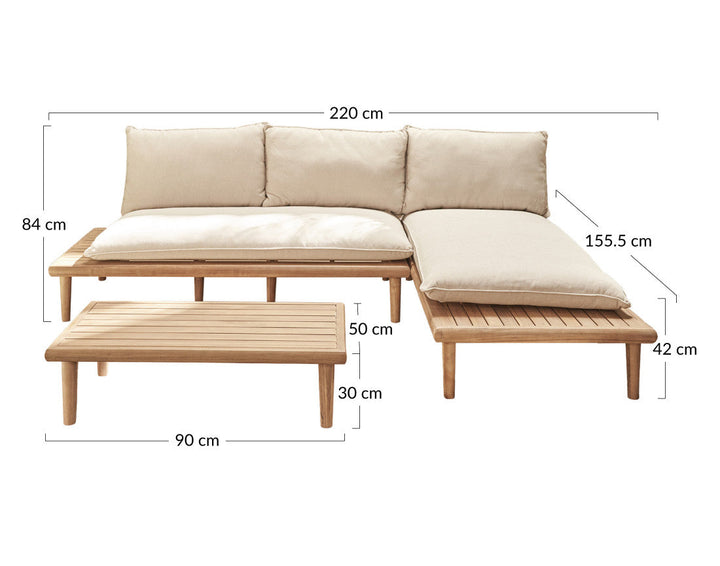 Papeete - salon bas de jardin 4 places + table – en bois d'acacia FSC® 100%
