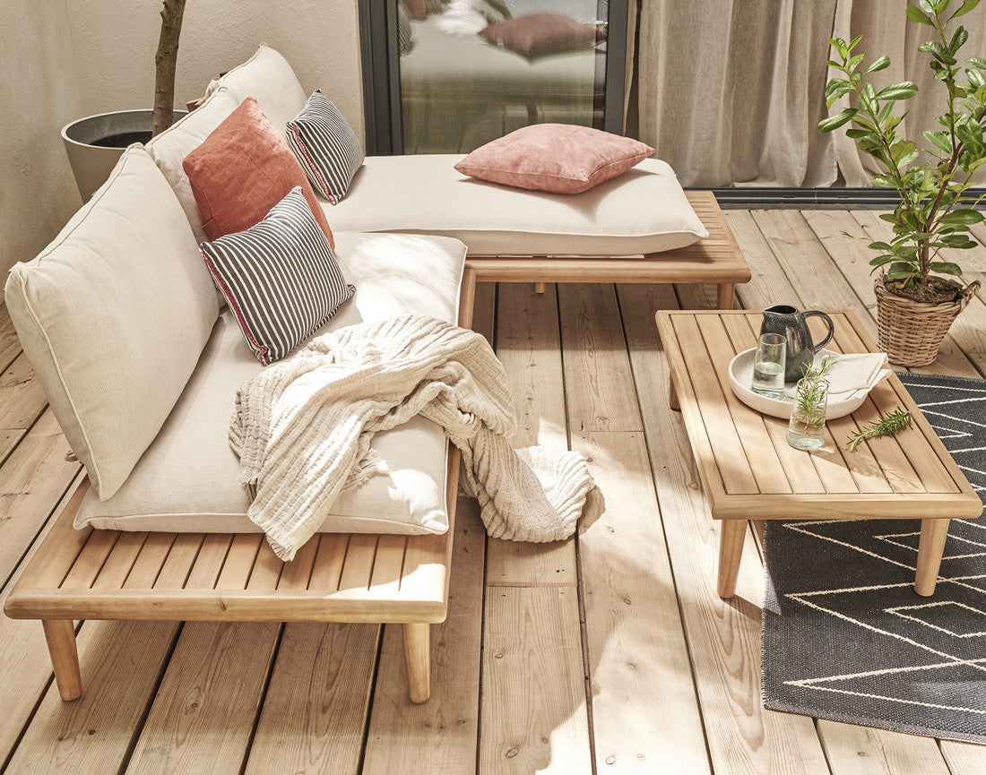 Papeete - salon bas de jardin 4 places + table – en bois d'acacia FSC® 100%
