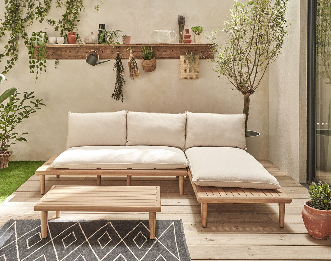 Papeete - salon bas de jardin 4 places + table – en bois d'acacia FSC® 100%